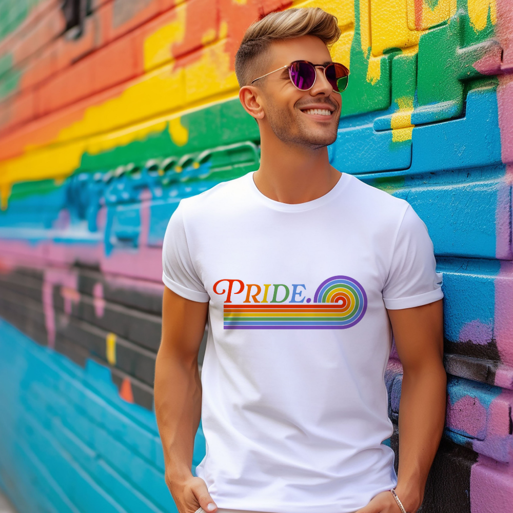 Pride Rainbow LGBTQ Men's Basic Dark T-Shirt
