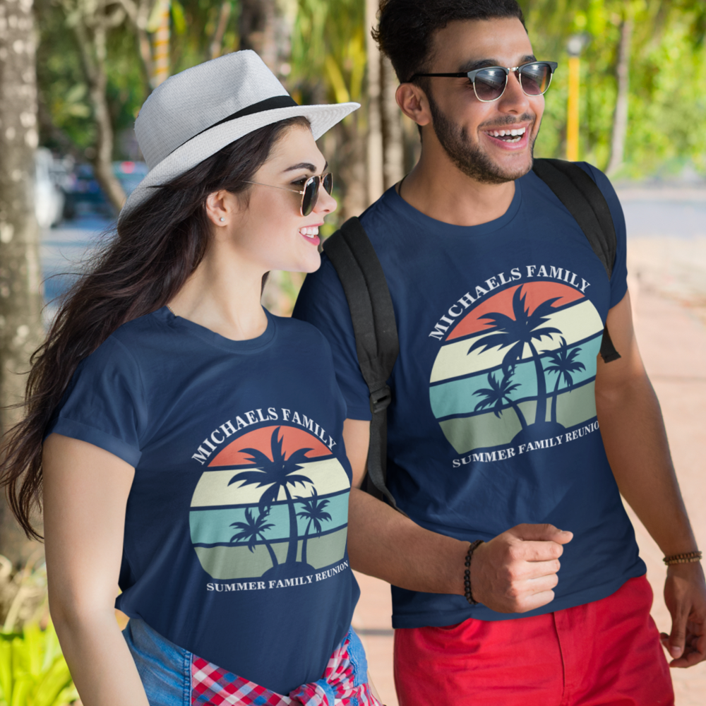 Family Reunion Summer Sunset Beach Palm Tree T-Shirt
