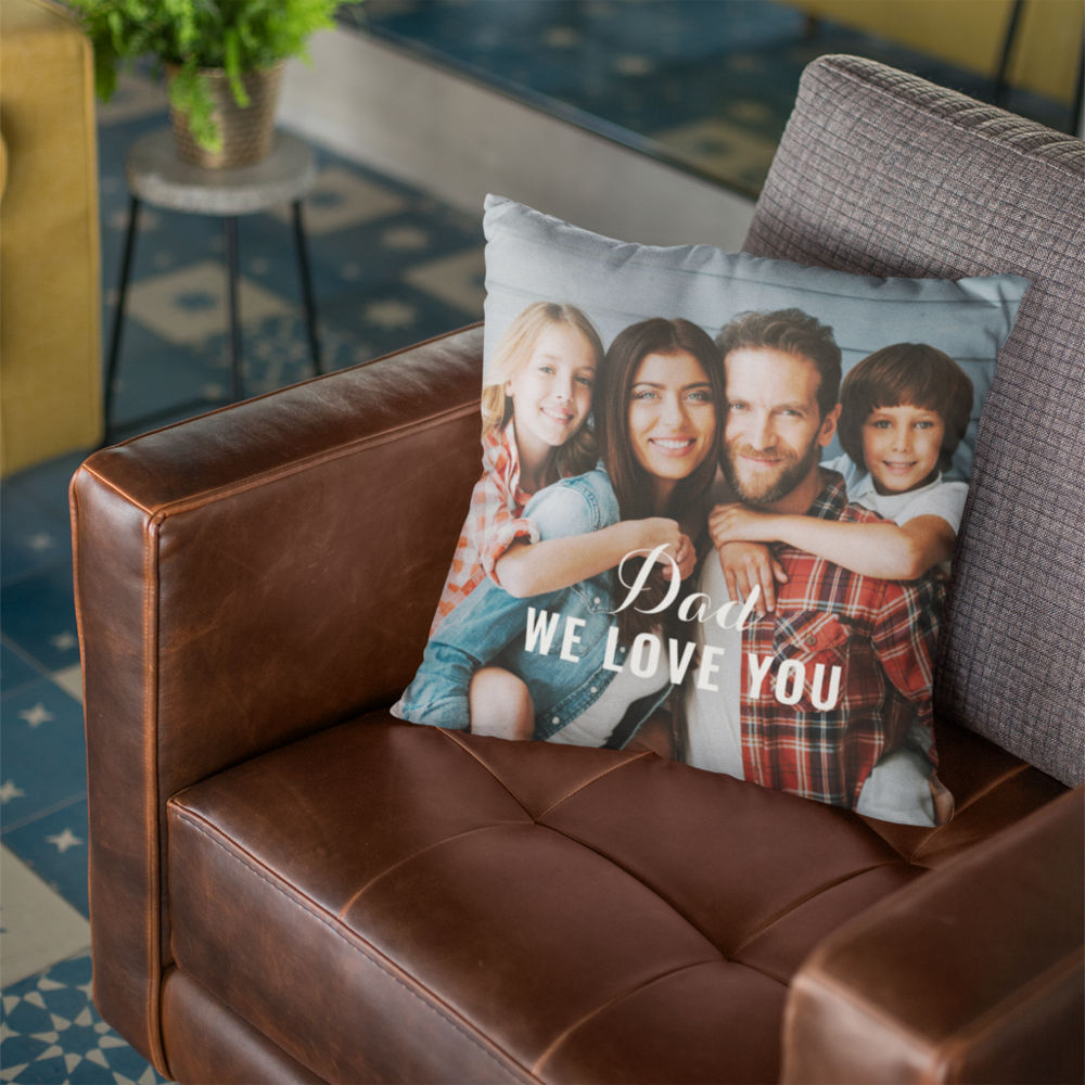 Dad We Love You Custom Fathers Day Photo Throw Pillow
