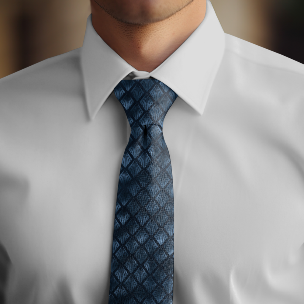 Luxury Blue Art Deco Pattern Stylish Modern Chic Neck Tie
