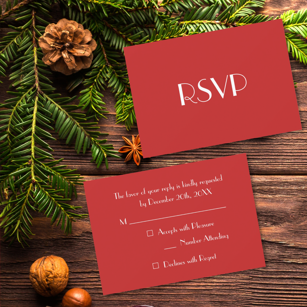 Custom Modern Christmas Red Holiday Party RSVP