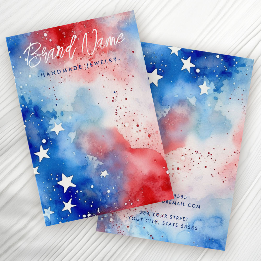 Patriotic Stars Watercolor Earring Display Card
