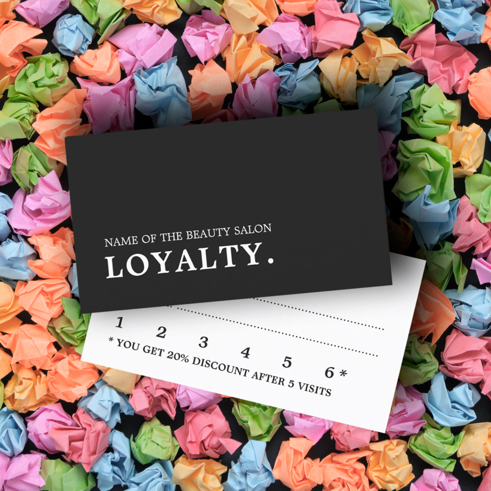 Modern Minimal Black White Beauty Loyalty Card
