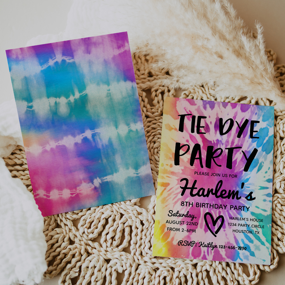 Tie Dye Party Invitation | Tie Dye Birthday
