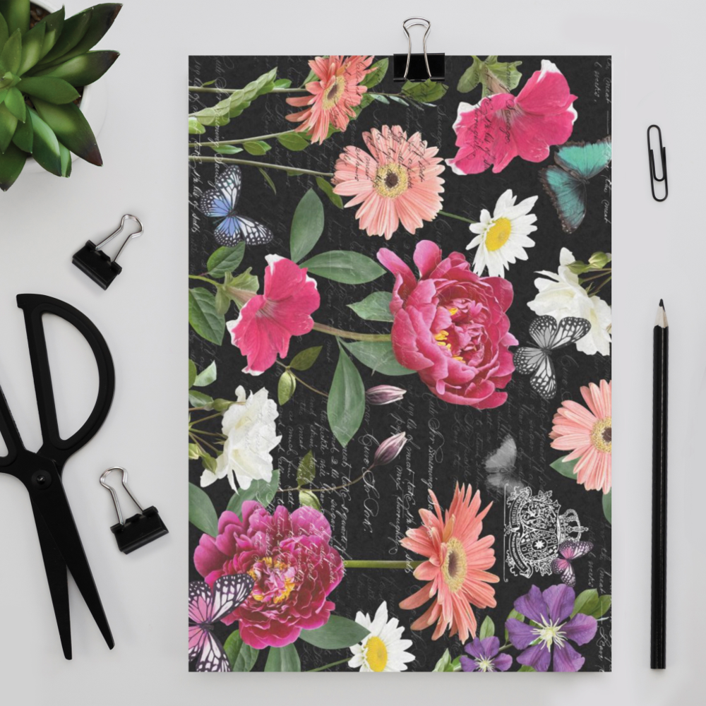 Vintage Wildflower Butterfly Handwriting Decoupage Tissue Paper