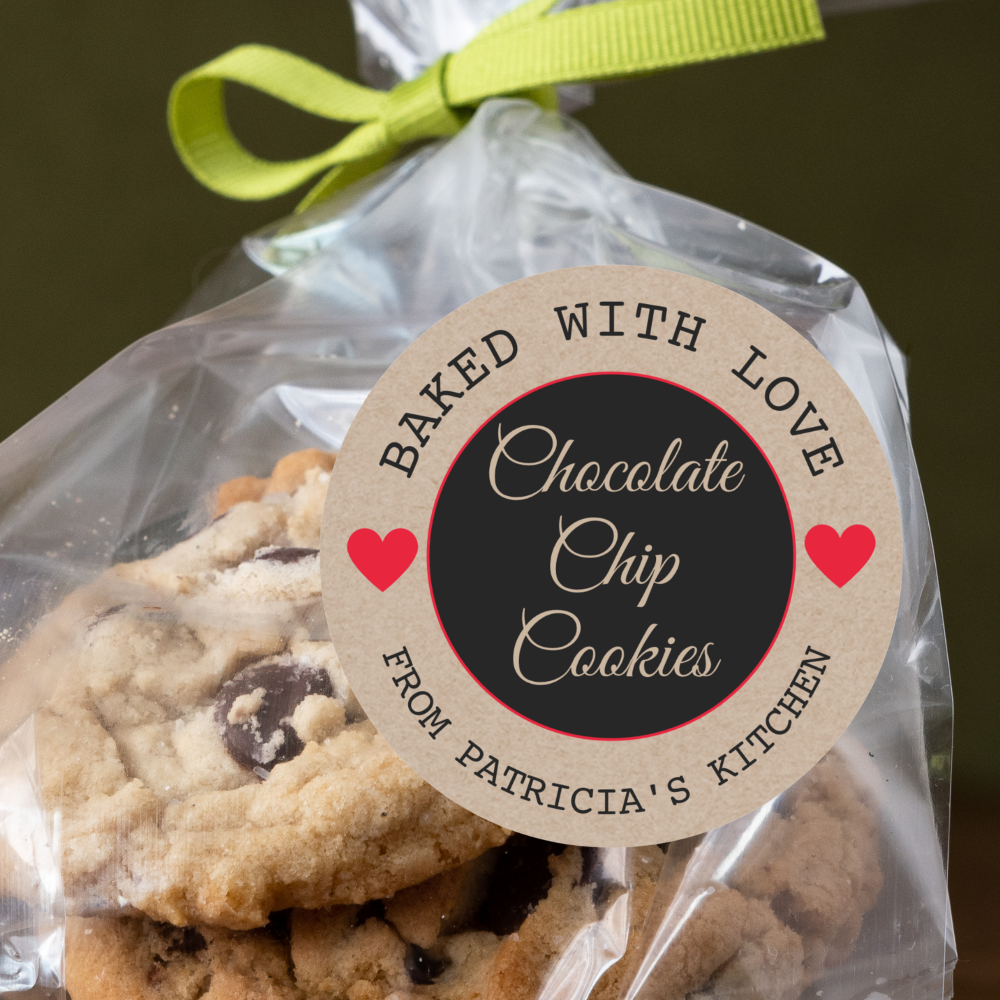 Rustic Kraft Paper Choco Cookies Baked With Love Classic Round Sticker