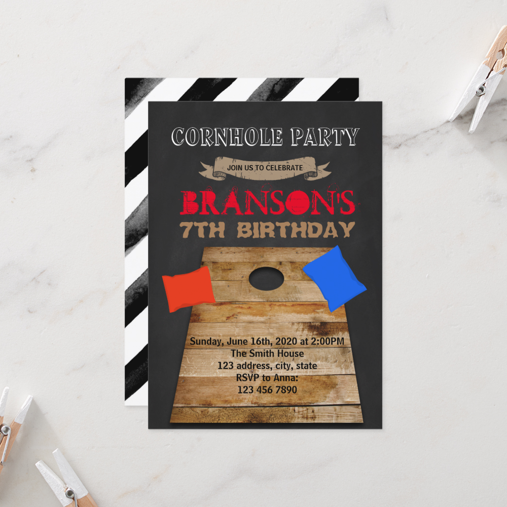 Corn hole party invitation