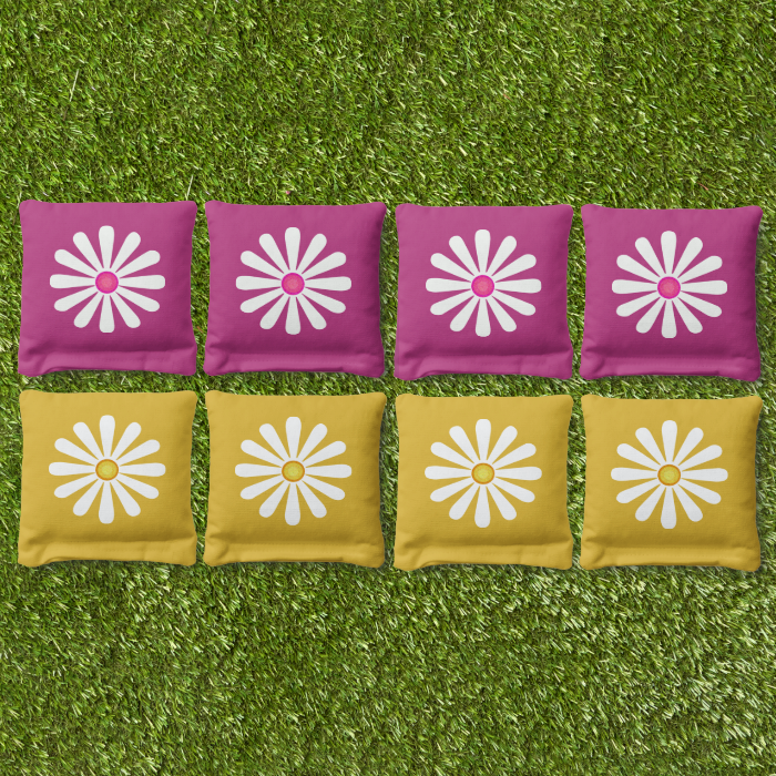 Pink Daisy Yellow Daisy Cornhole Bags
