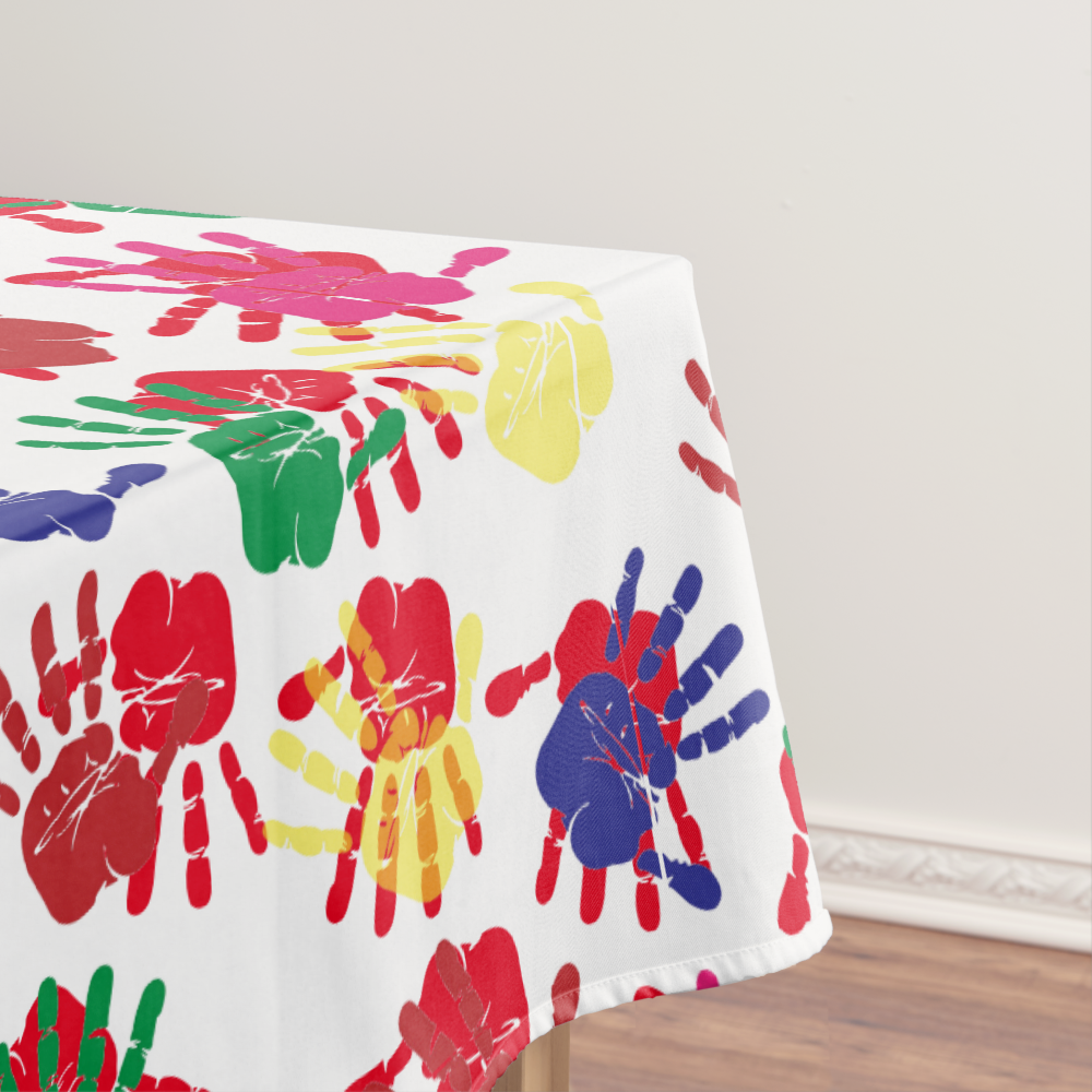 Kids Colorful Hand Prints Party Tablecloth
