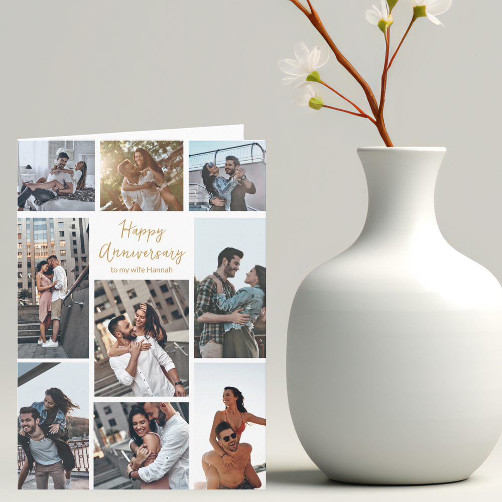 Happy Anniversary Photo Collage Romantic Modern Card
