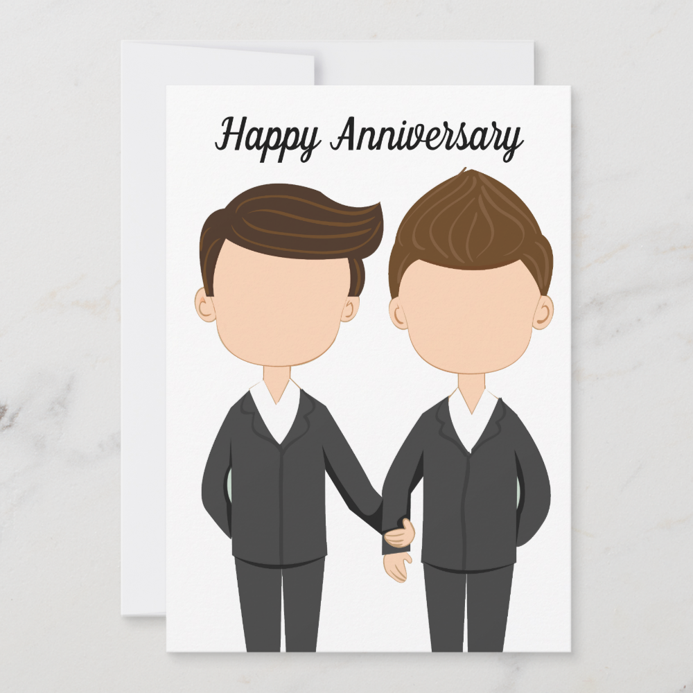 Happy Wedding Anniversary Gay Men Couple Card
