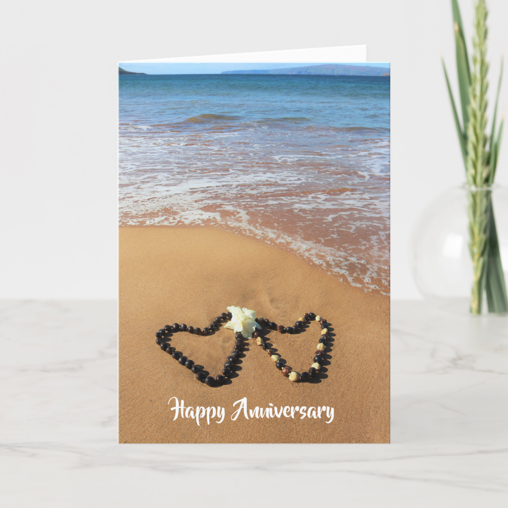 Kukui Nut Lei Happy Anniversary Card
