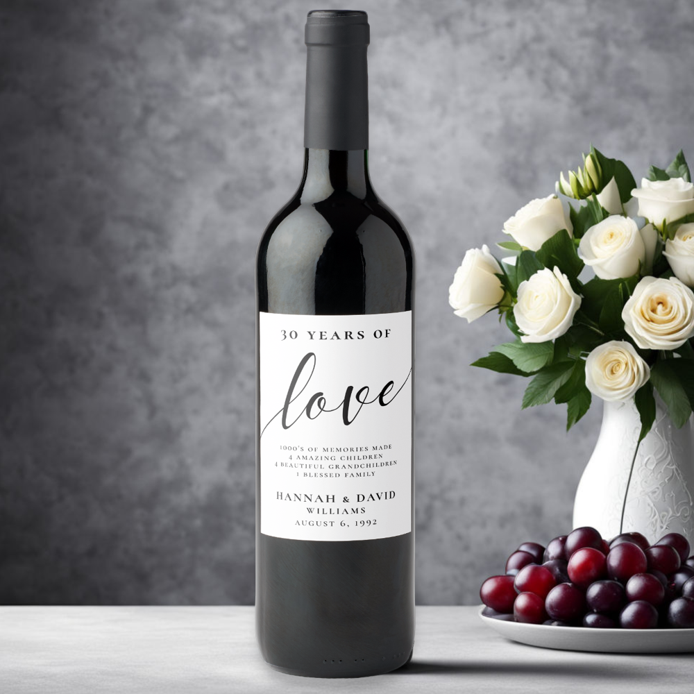Modern Wedding Anniversary Wine Label