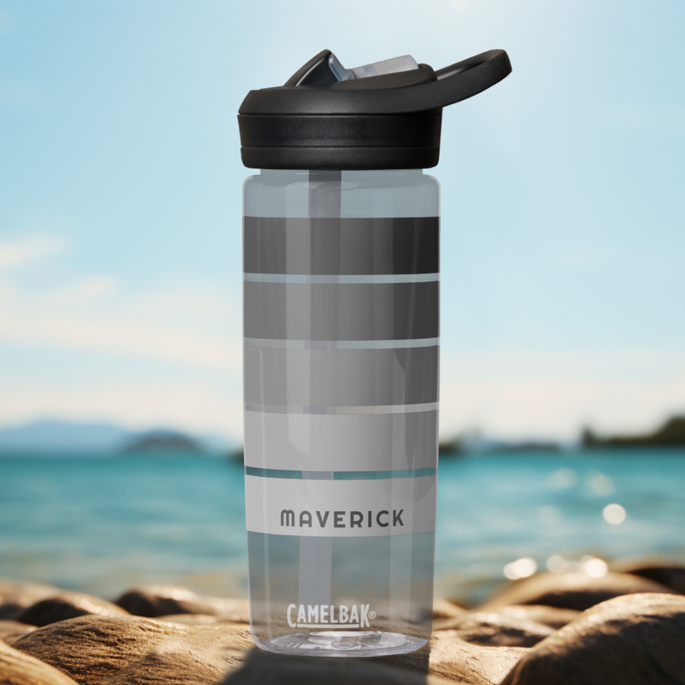 Retro Stripe Pattern Black Grey vintage vibe Water Bottle
