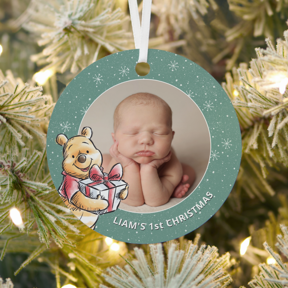 Winnie the Pooh | My First Christmas Photo Metal Ornament
