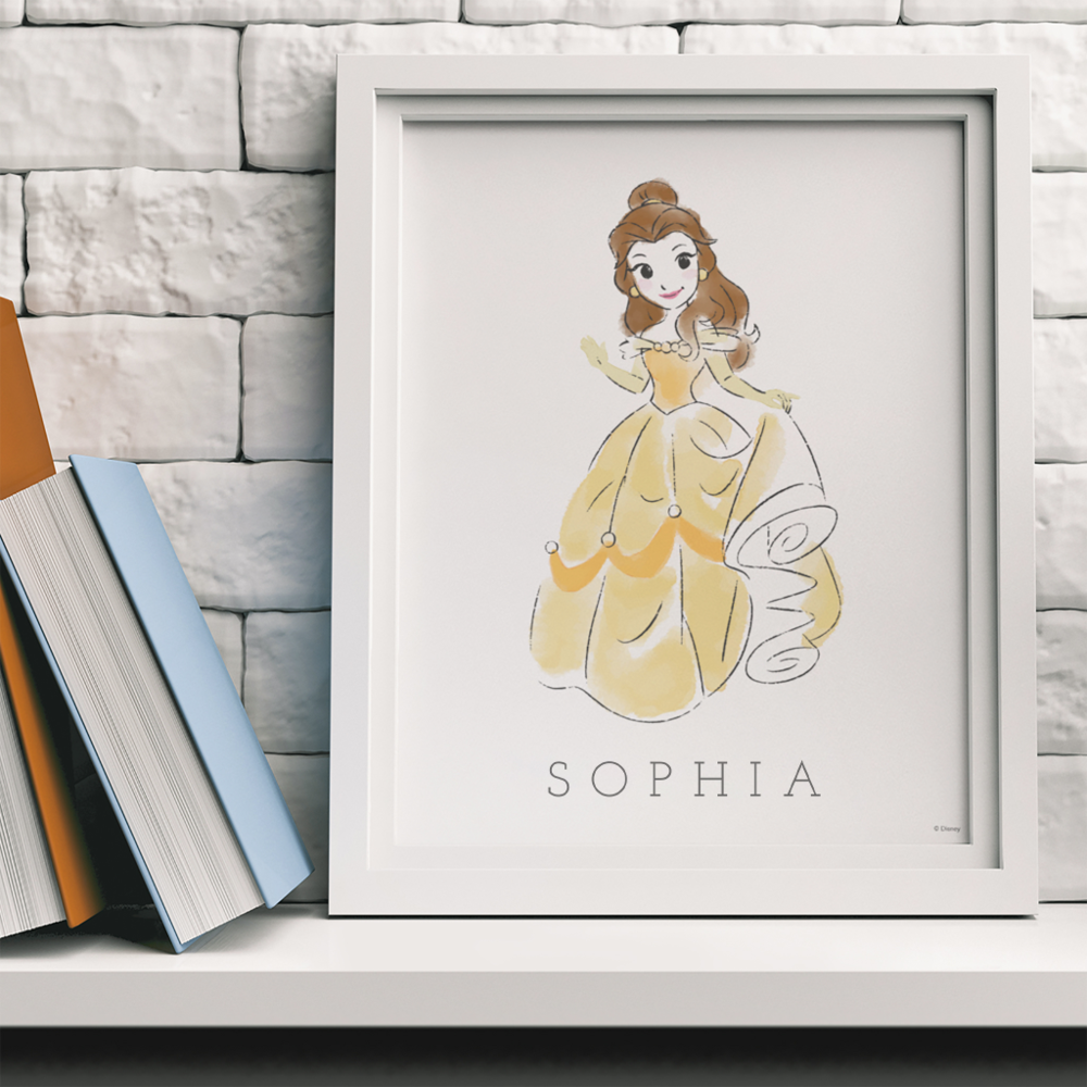 Disney Princess Belle Watercolor | Girl Nursery Poster
