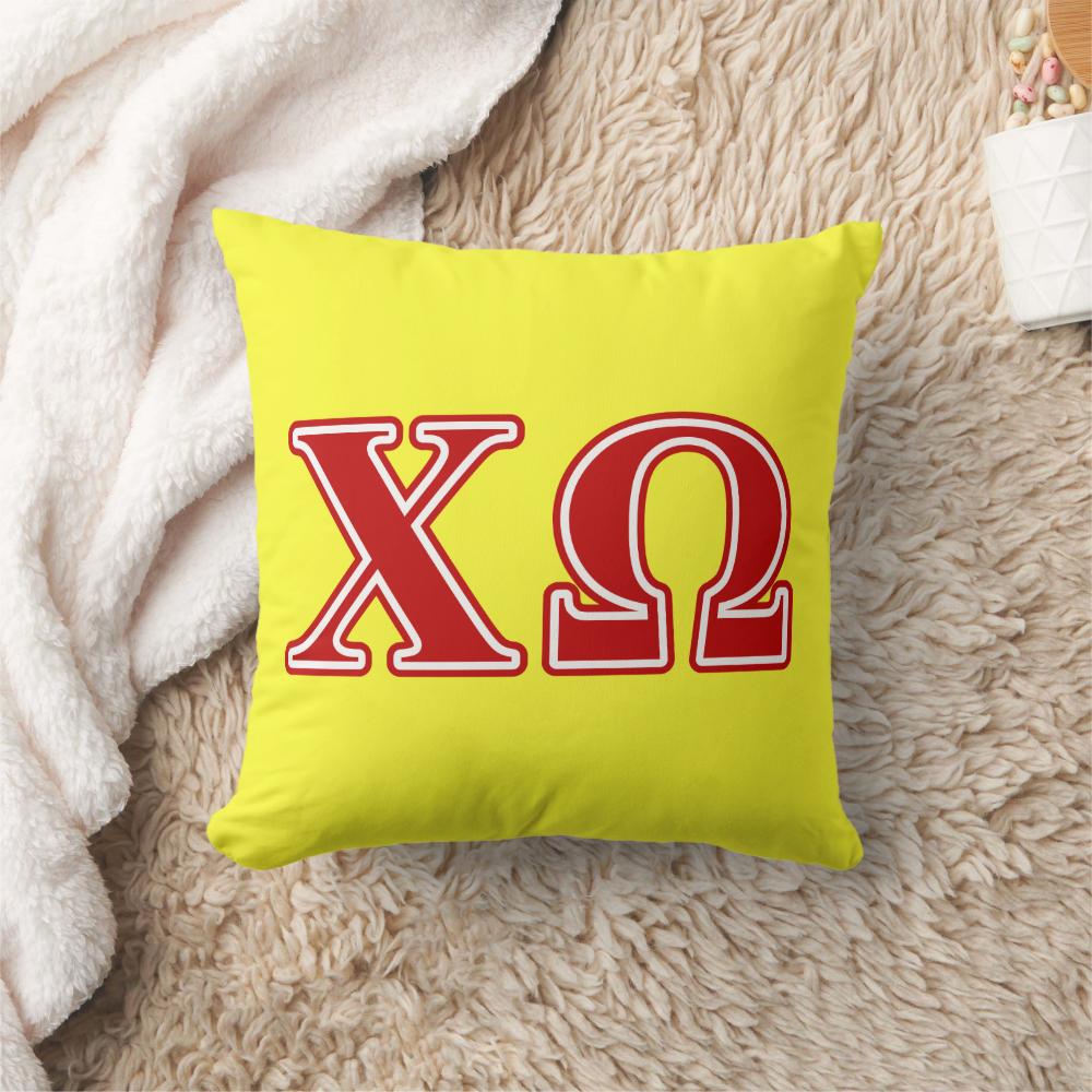 Chi Omega Red Letters Throw Pillow