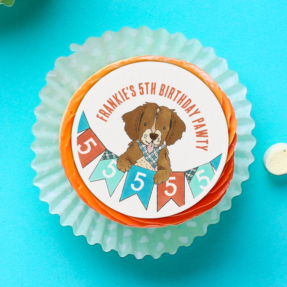 Puppy Paw-ty 5th Birthday Party Edible Frosting Rounds
