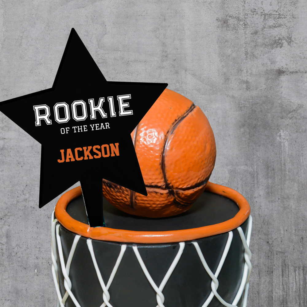 Rookie of the Year 1st Birthday Basketball Cake Topper

