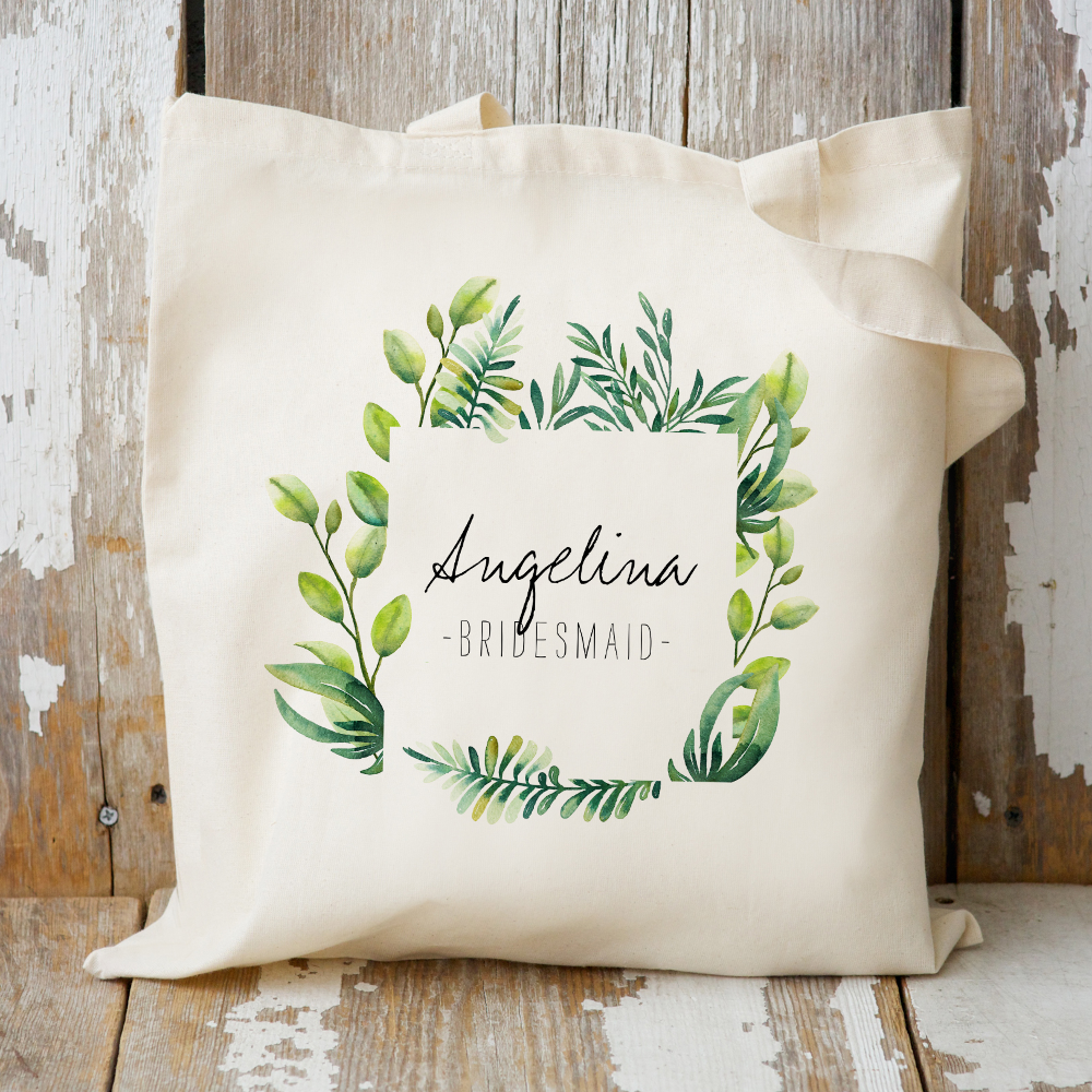 Tropical Plam Leaf Bridesmaid Favor Tote Bag
