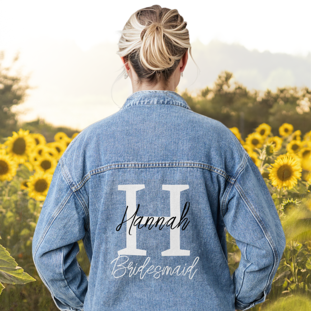 Bridesmaid Monogram Initial and Name Personalized Denim Jacket