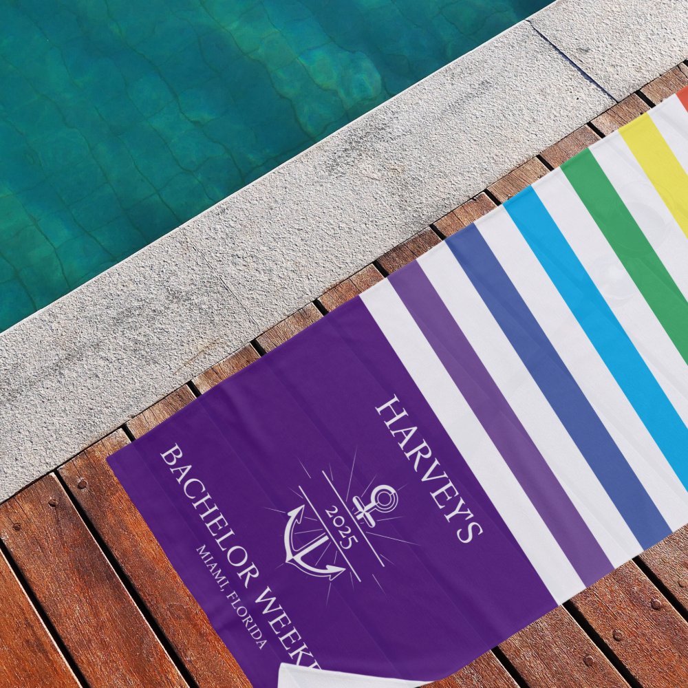 Colorful Nautical Bachelor Trip Keepsake Beach Towel