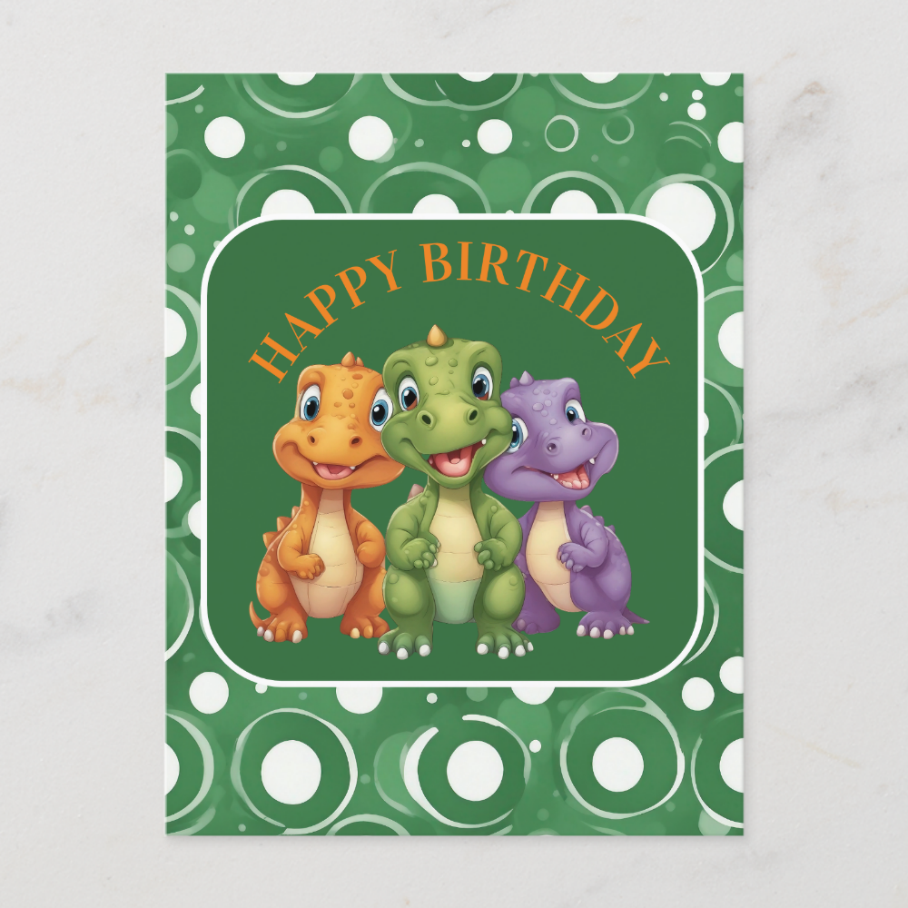 Adorable Baby Dinosaur's Party Postcard
