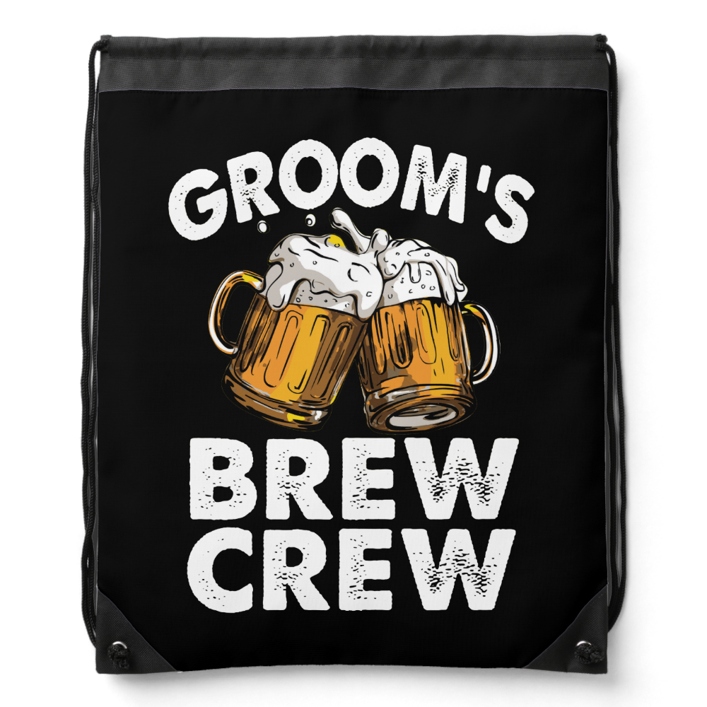 Groom's Brew Crew Funny Groomsmen Bachelor Party Drawstring Bag
