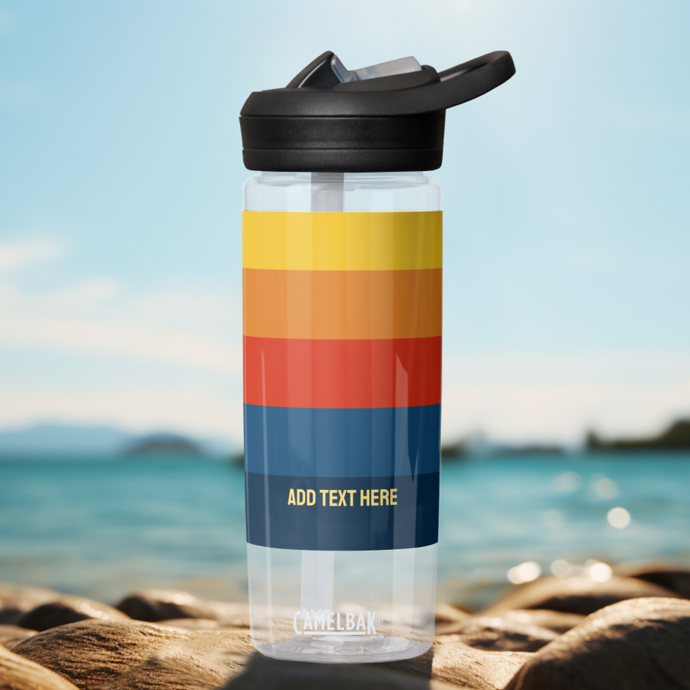 Retro Sunset Stripes with Simple Sans Serif Name Water Bottle
