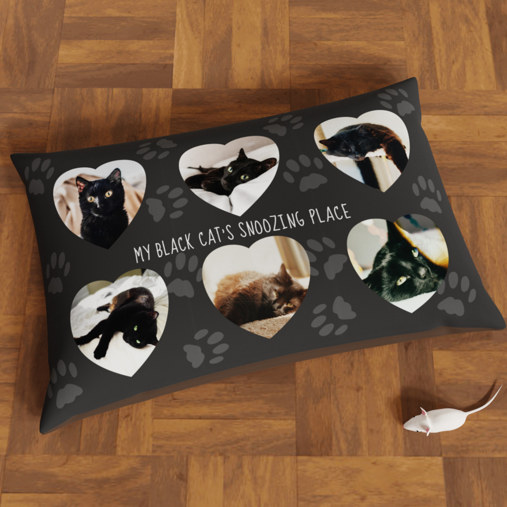 Photo Collage Heart Frame Personalized Pet Bed

