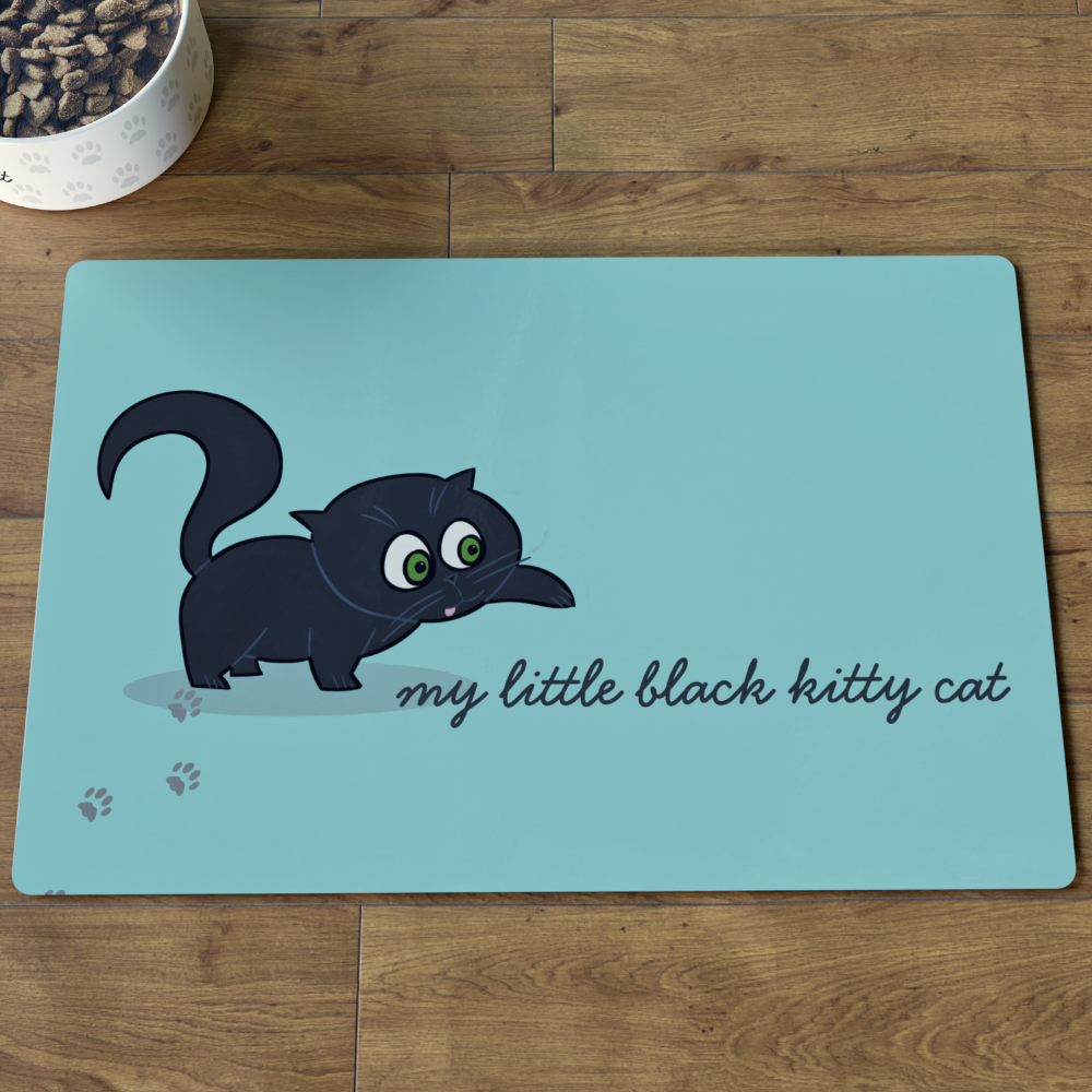 Personalized Cute Kitty Name Teal Cat Placemat

