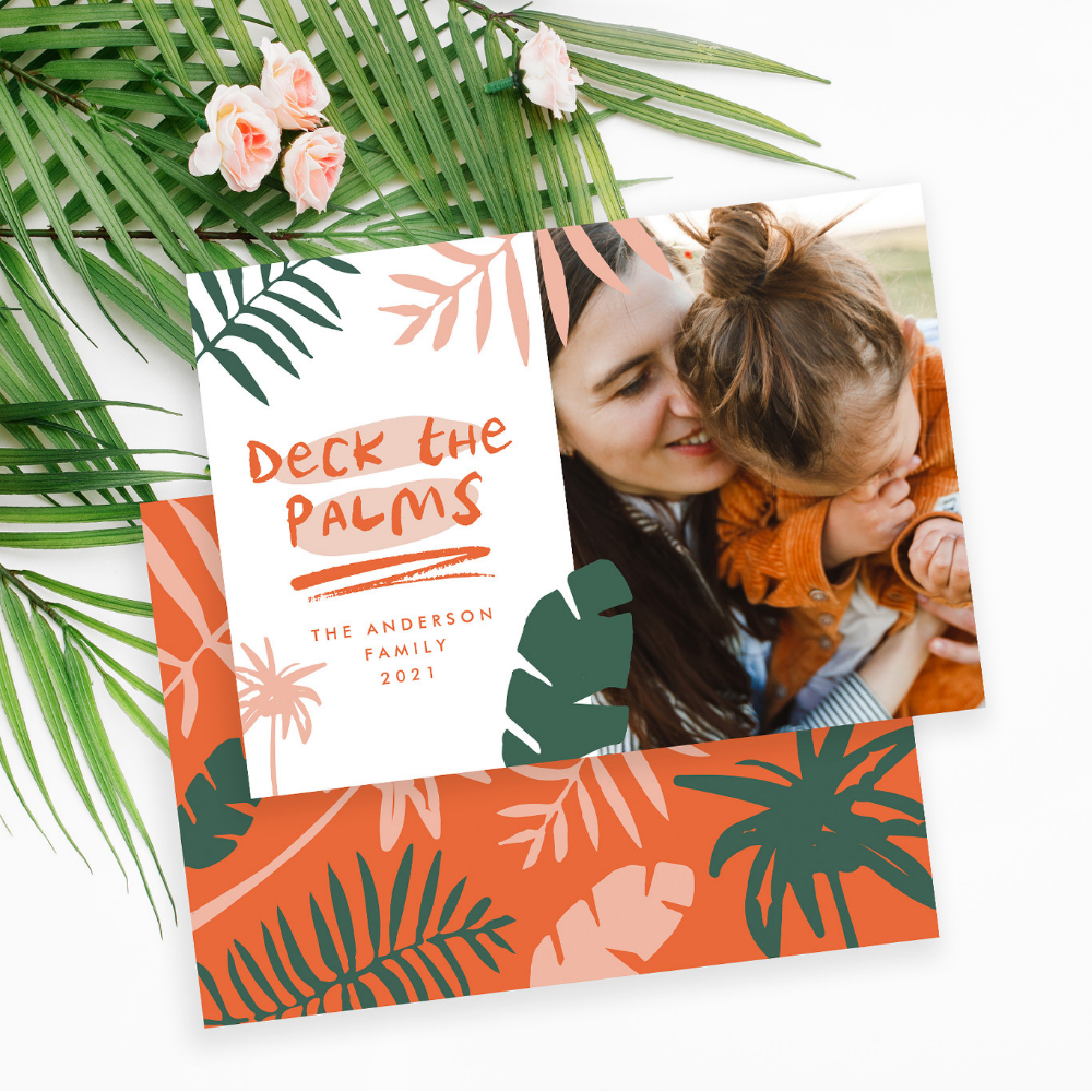 Christmas in july tropical palm tree modern photo holiday card
