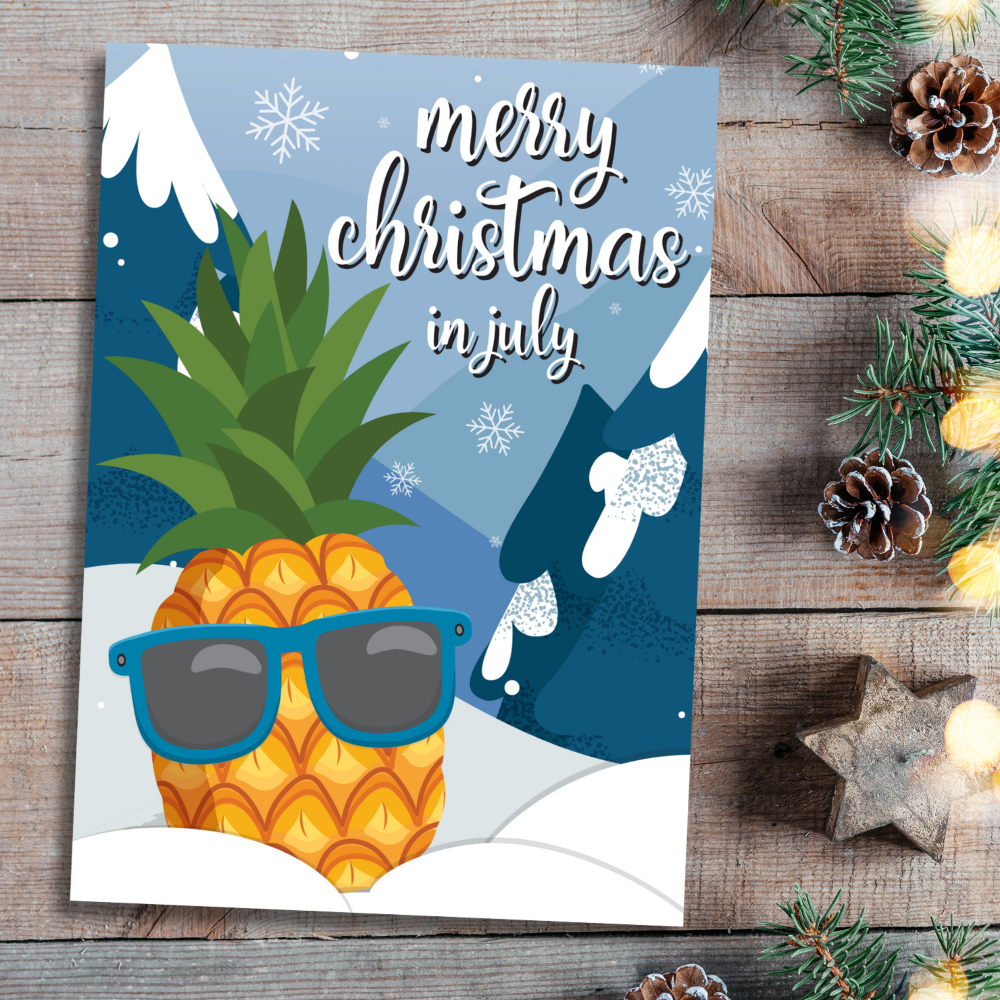 Cool Pineapple Christmas in July Greeting Card
