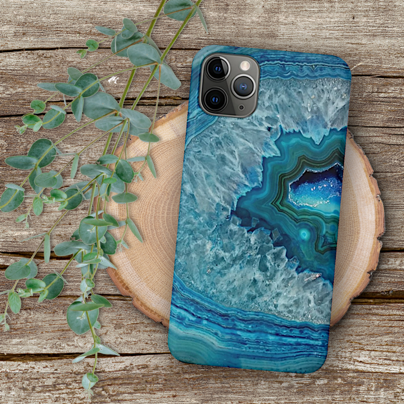 Pretty Teal Blue Aqua Turquoise Geode Rock Pattern iPhone Case

