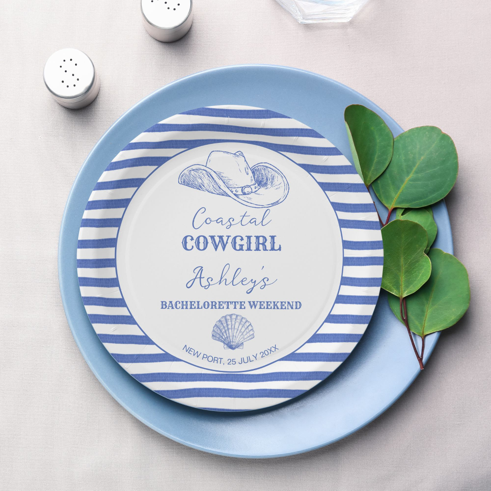 Coastal Cowgirl Bachelorette weekend printed Paper Plates