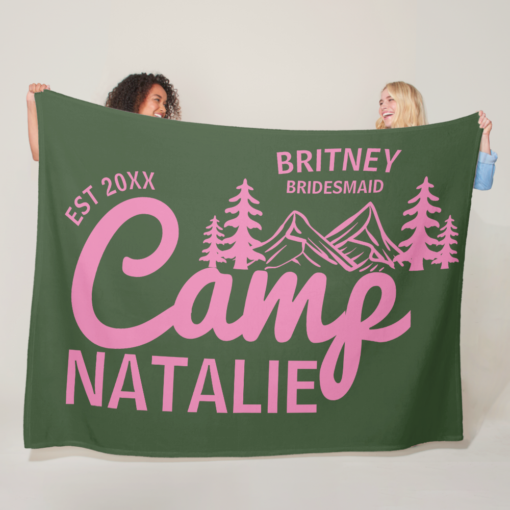 Personalized Camp Bachelorette Party Bridesmaids Fleece Blanket
