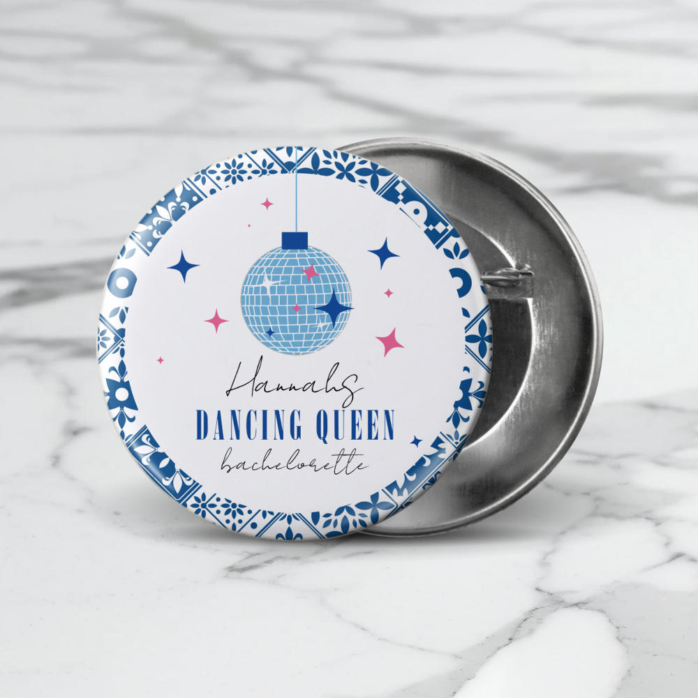 Dancing Queen greek Musical disco bachelorette Button