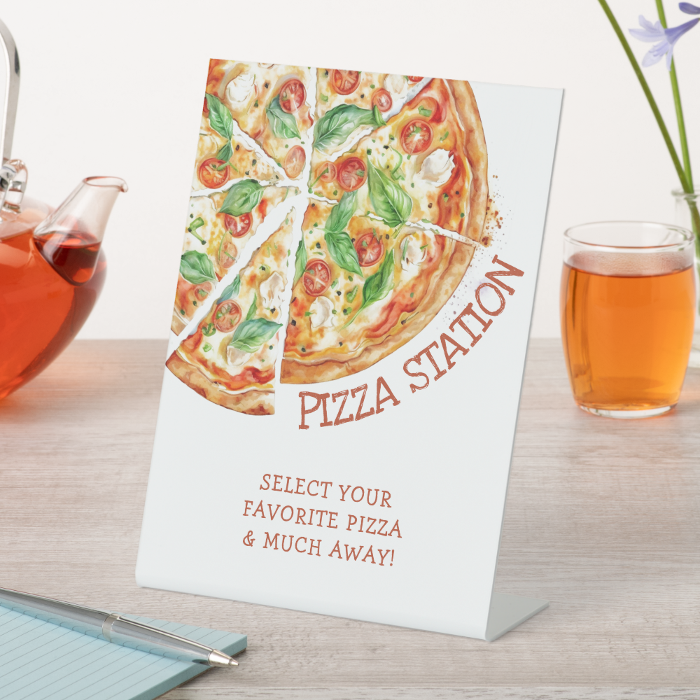 Modern Pizza Birthday Party Custom Sign