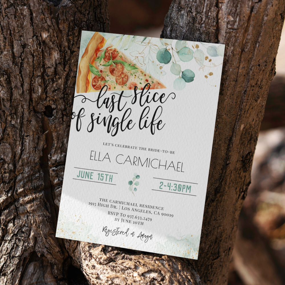 Last Slice of Single Life Bridal Shower Invitation