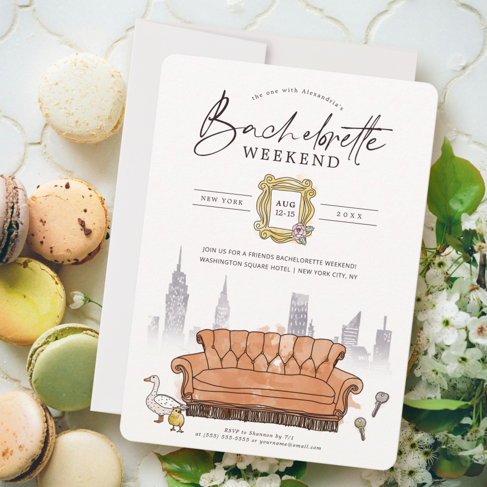 FRIENDS™ | Watercolor Bachelorette Party Weekend Invitation