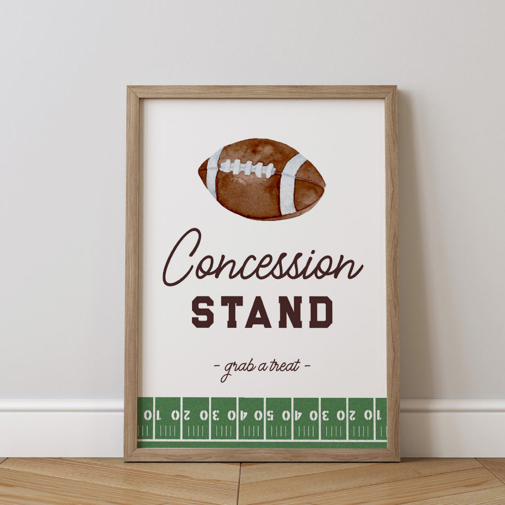 Boy's Football 1st Birthday Concession Stand Poster
