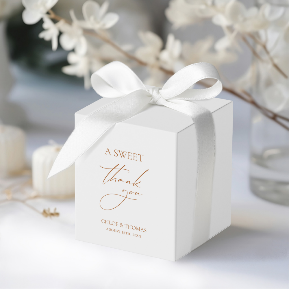 A Sweet Thank You Minimal Wedding Favor Boxes
