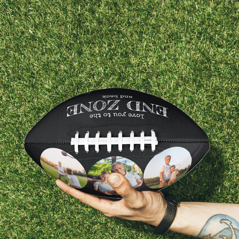 Love You to the End Zone and Back 3 Photo Black Football
