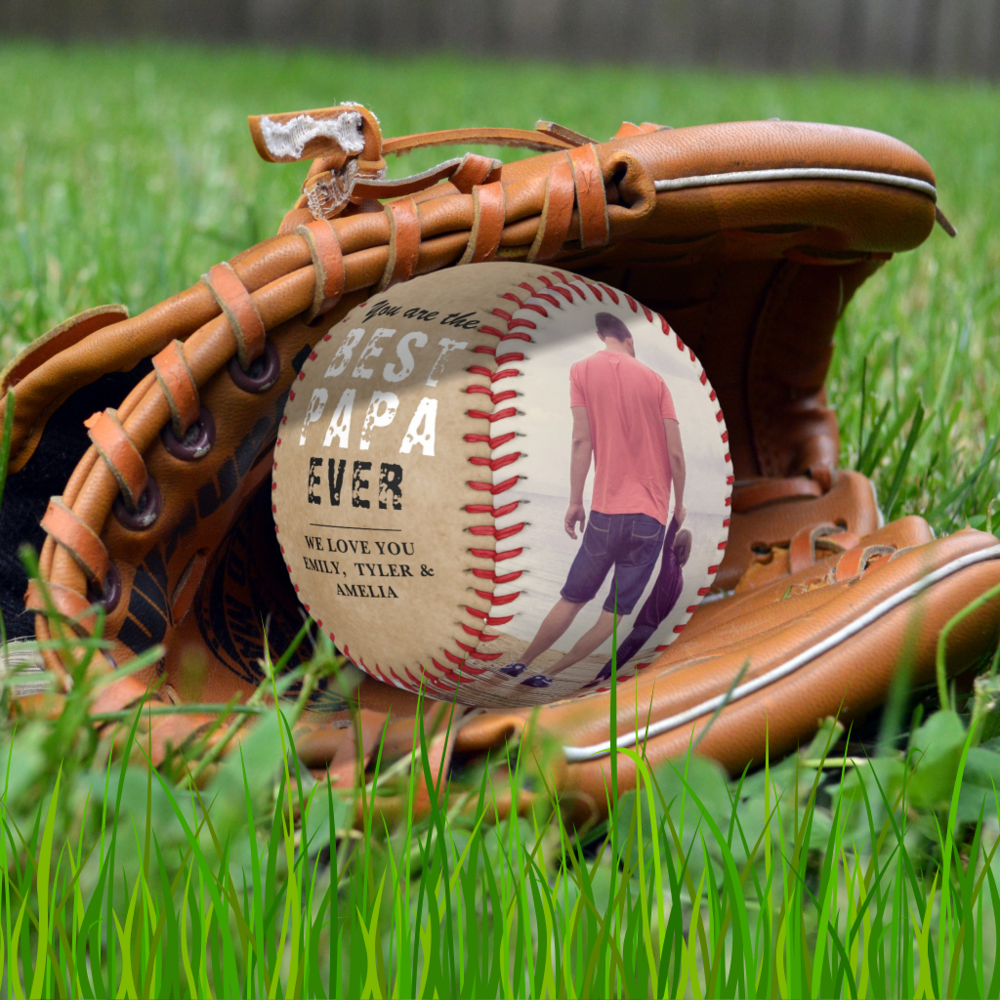 Rustic Best Papa Father`s Day 2 Photo Collage Baseball