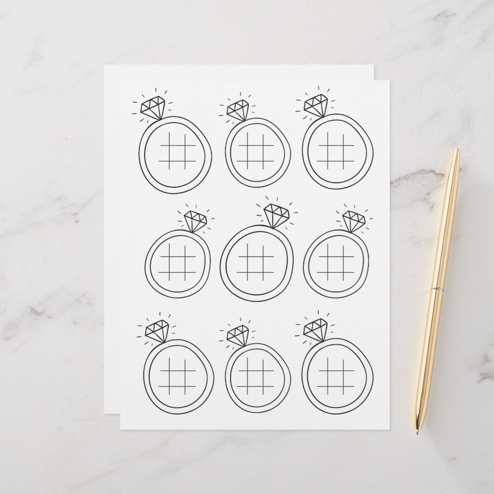 Illustrated Tic Tac Toe Wedding Activity Page
