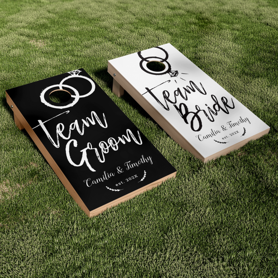 Team Bride | Team Groom Wedding Rings Cornhole Set