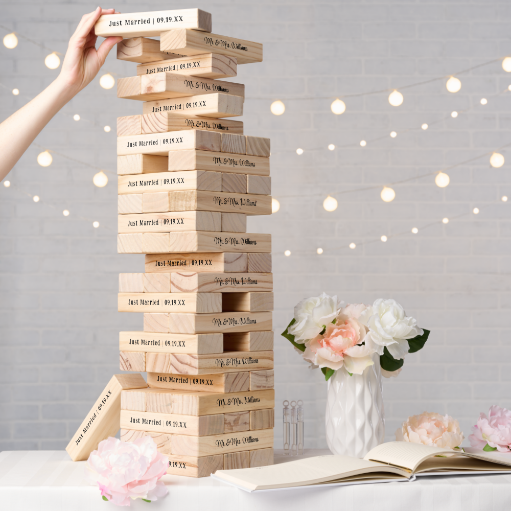 Just Married Mr. & Mrs. | Wedding Monogram Topple Tower