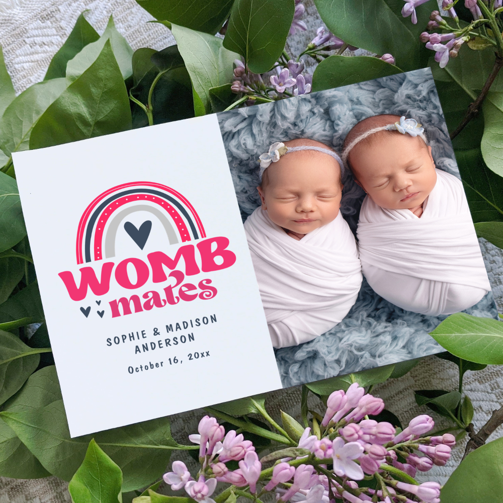 Birth Announcement Photo Postcard | Womb Mates