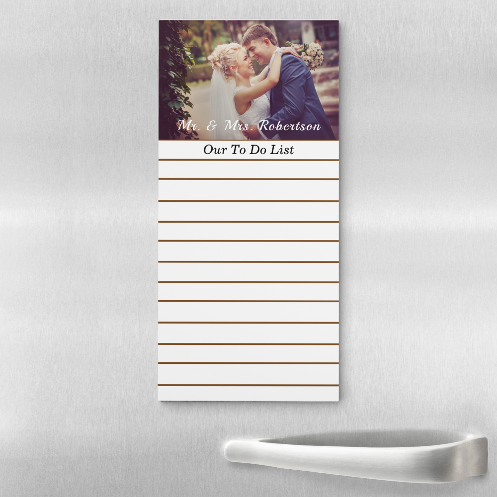 Custom Bride Groom Photo Modern Personalize Magnetic Notepad