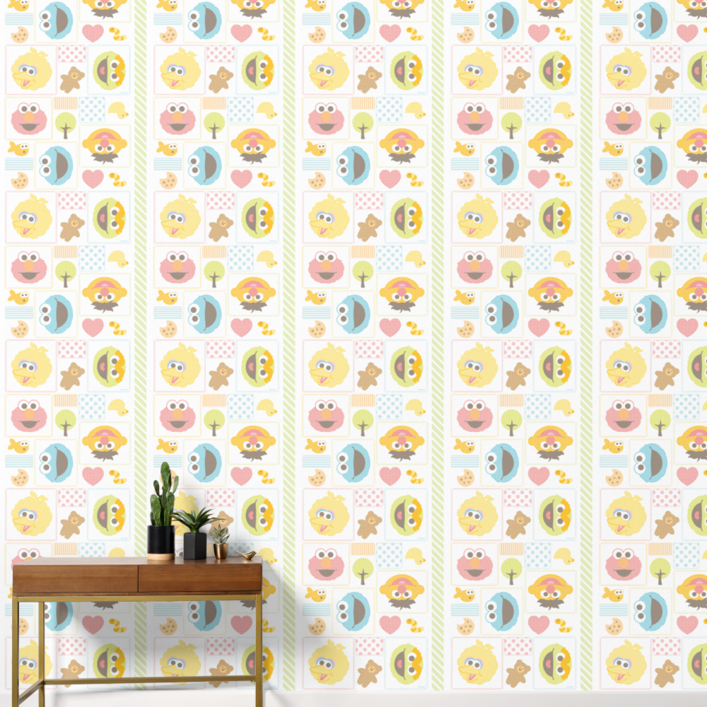 Sesame Street Furry Friends Pattern Wallpaper